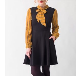 A line BLACK/MUSTARD DRESS